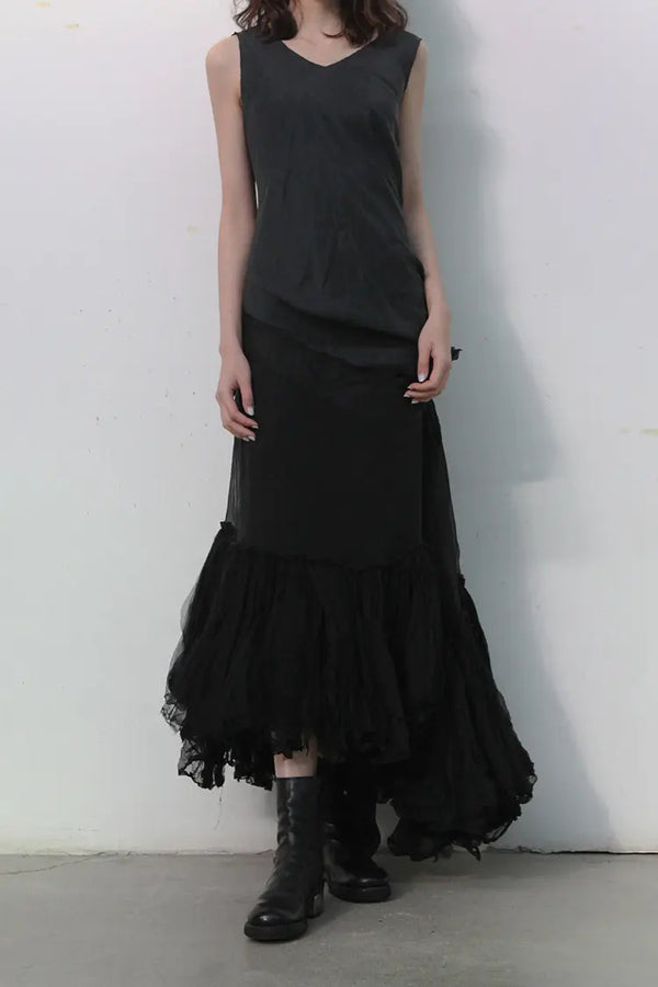 marc le bihan 21002 vest gauze skirt noir